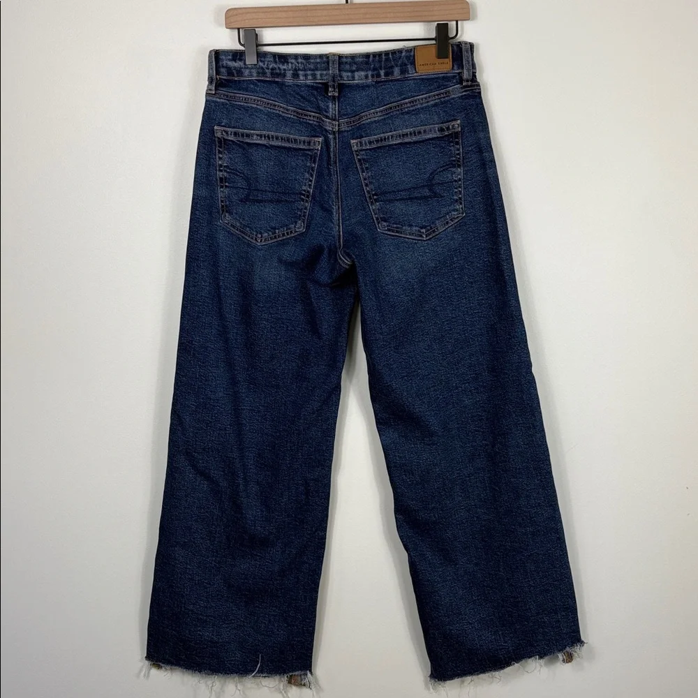 American Eagle Low Rise Baggy Wide Leg Women’s Size 6 Short New Dark Wash - Picture 9 of 11